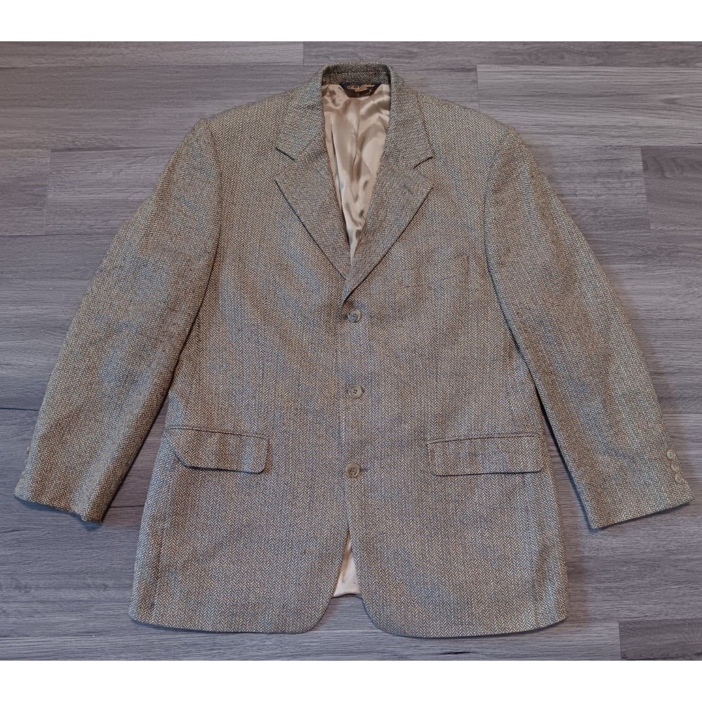 Brooks Brothers Men's Tan Wool Silk Herringbone Sports Coat Blazer Size‎ 42R